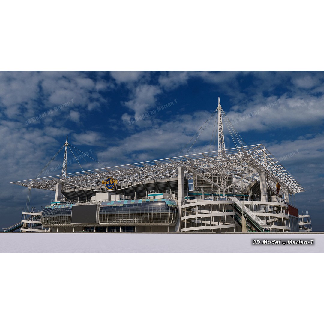Hard Rock Stadium 3D Model – Low Poly Game Asset, FBX, OBJ - View 17