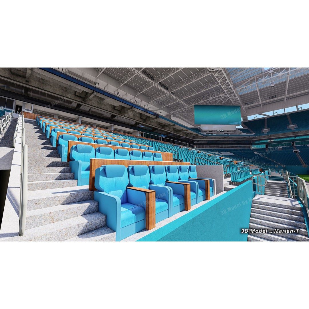 Hard Rock Stadium 3D Model – Low Poly Game Asset, FBX, OBJ - View 18