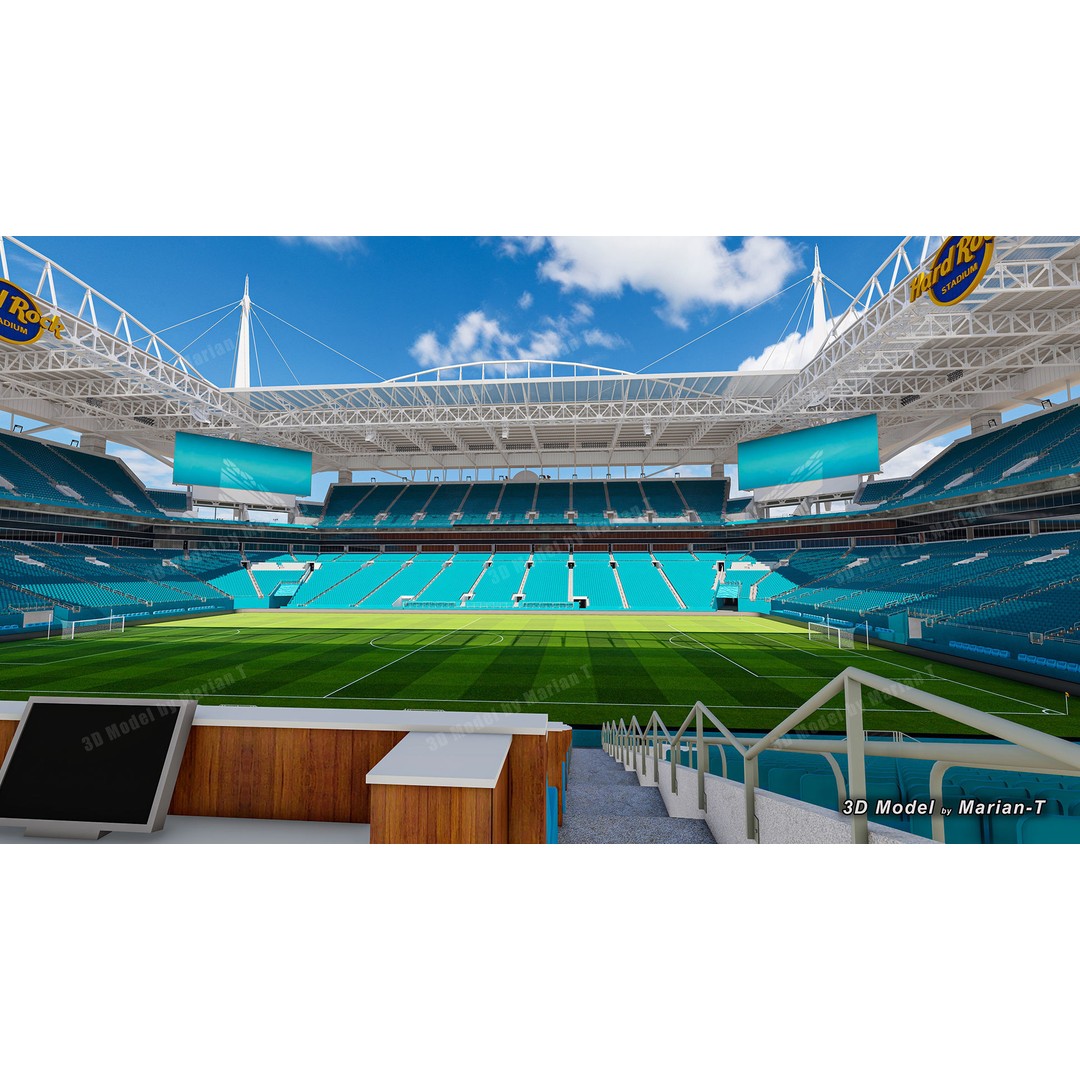 Hard Rock Stadium 3D Model – Low Poly Game Asset, FBX, OBJ - View 19