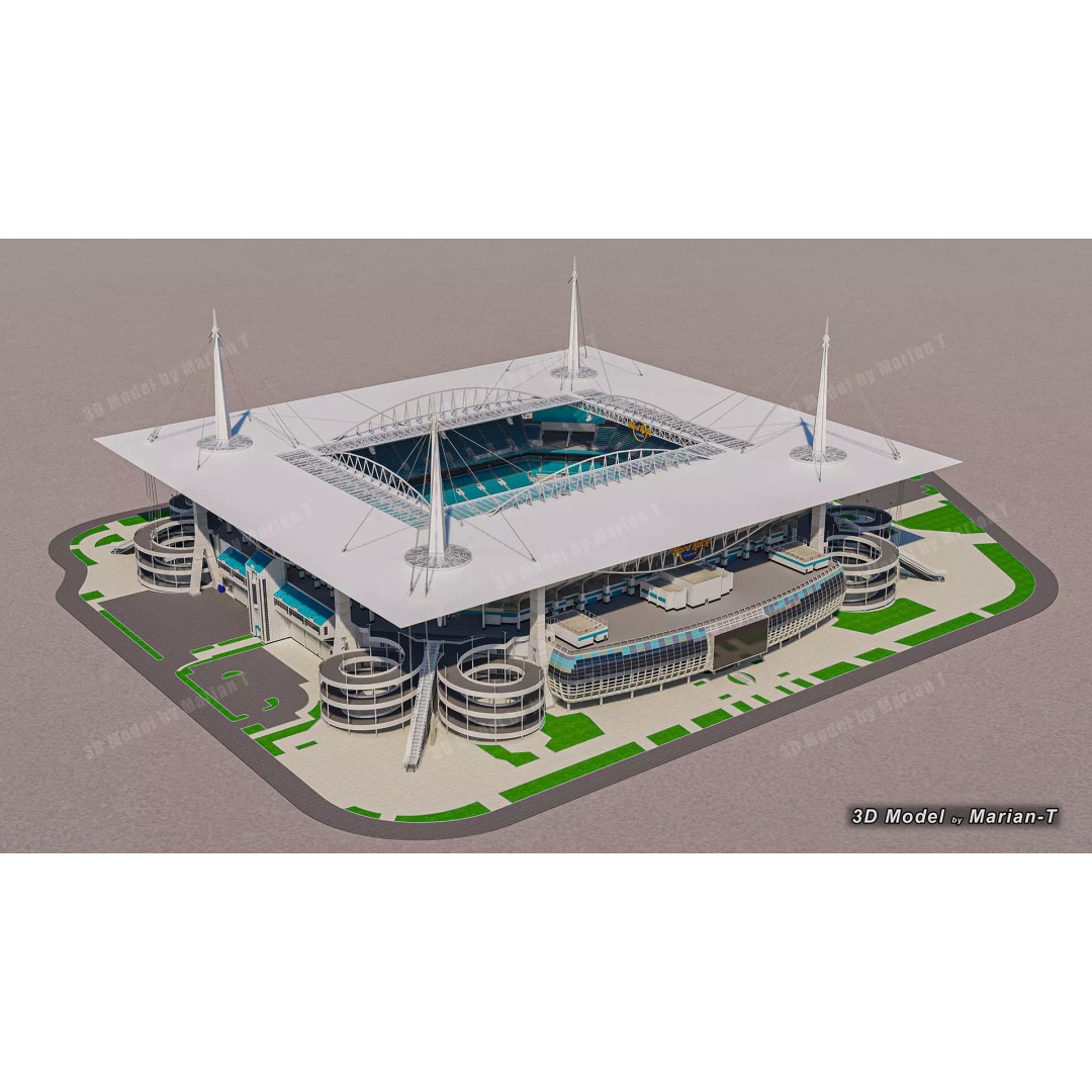 Hard Rock Stadium 3D Model – Low Poly Game Asset, FBX, OBJ - View 2