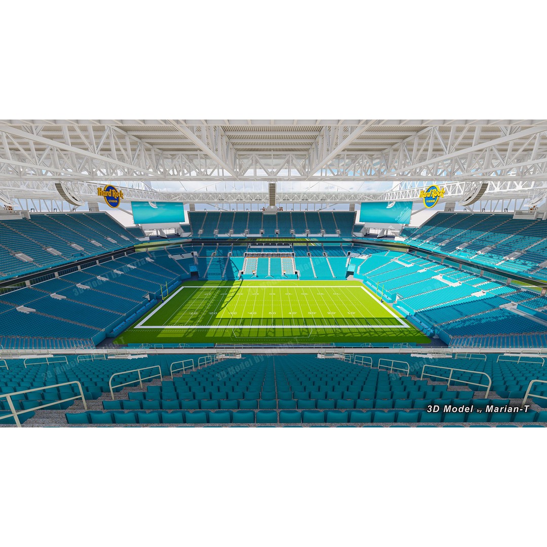 Hard Rock Stadium 3D Model – Low Poly Game Asset, FBX, OBJ - View 20