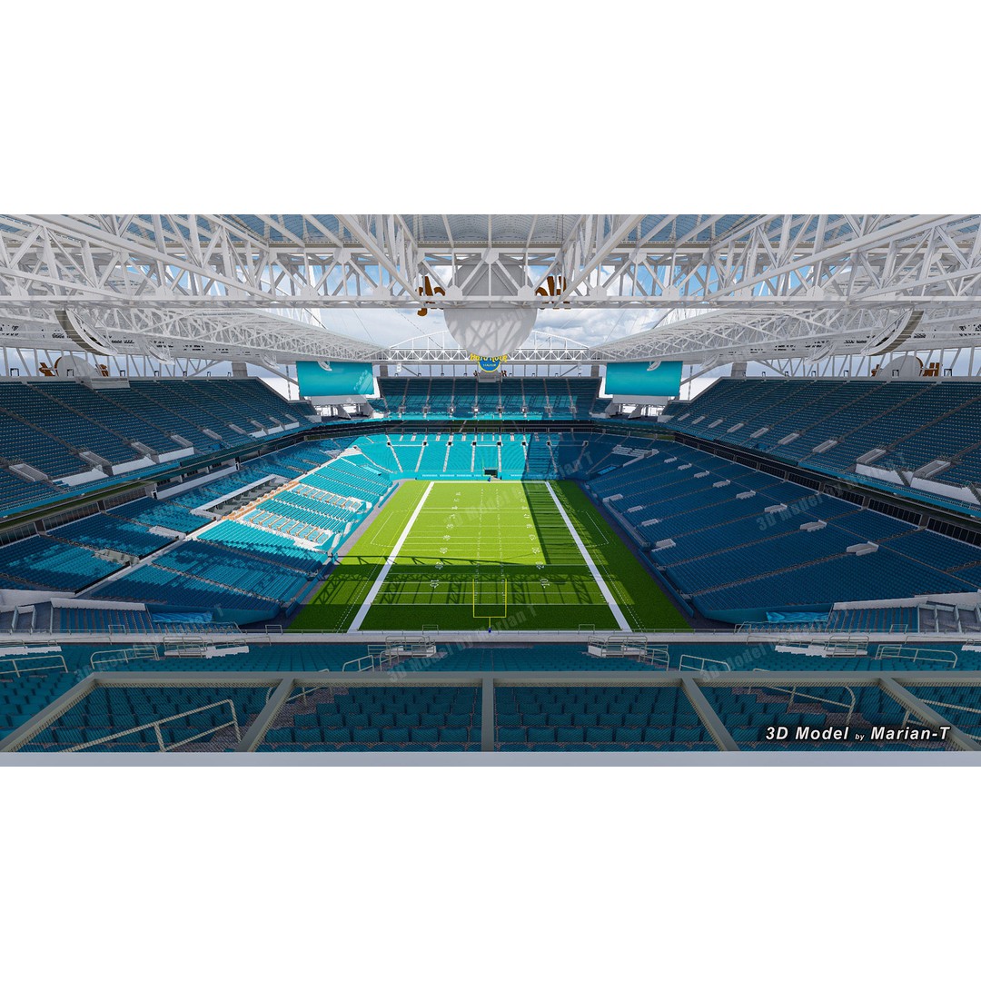 Hard Rock Stadium 3D Model – Low Poly Game Asset, FBX, OBJ - View 21