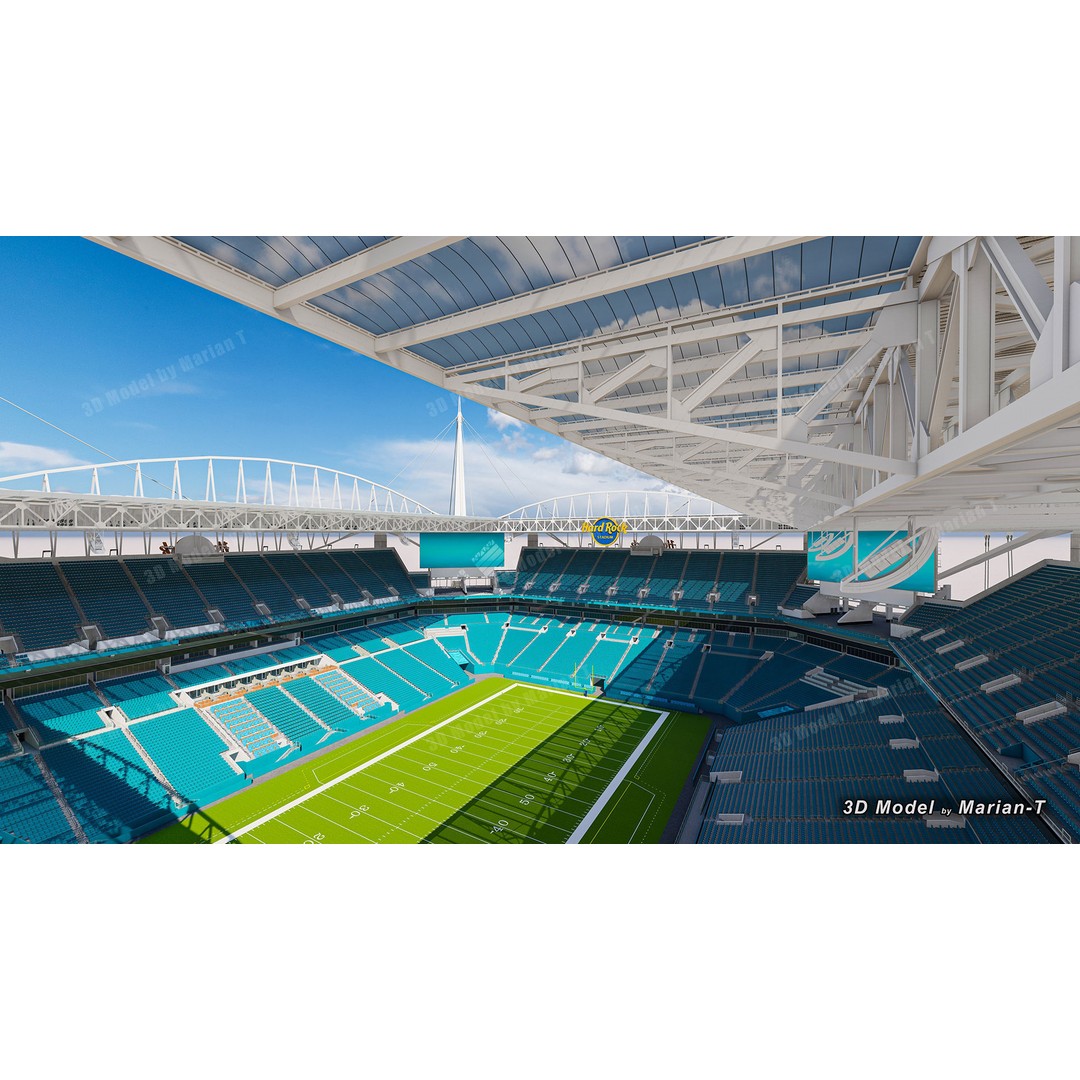 Hard Rock Stadium 3D Model – Low Poly Game Asset, FBX, OBJ - View 22