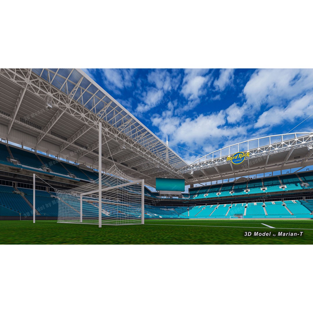 Hard Rock Stadium 3D Model – Low Poly Game Asset, FBX, OBJ - View 23