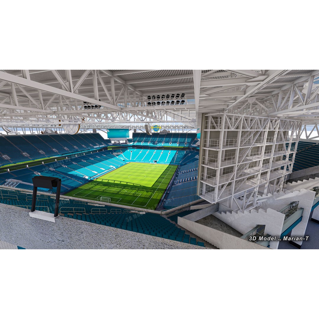Hard Rock Stadium 3D Model – Low Poly Game Asset, FBX, OBJ - View 24