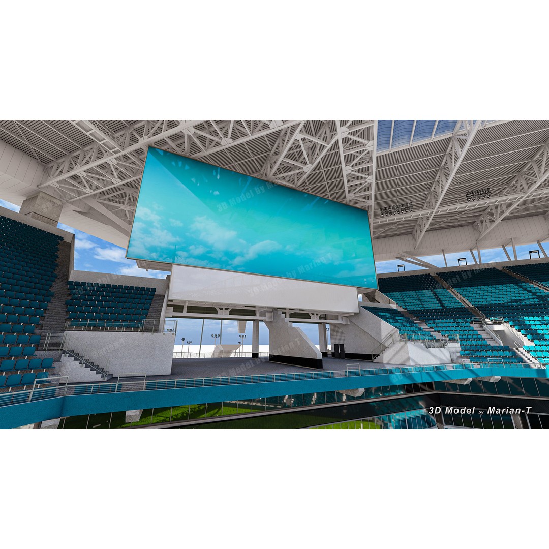 Hard Rock Stadium 3D Model – Low Poly Game Asset, FBX, OBJ - View 25