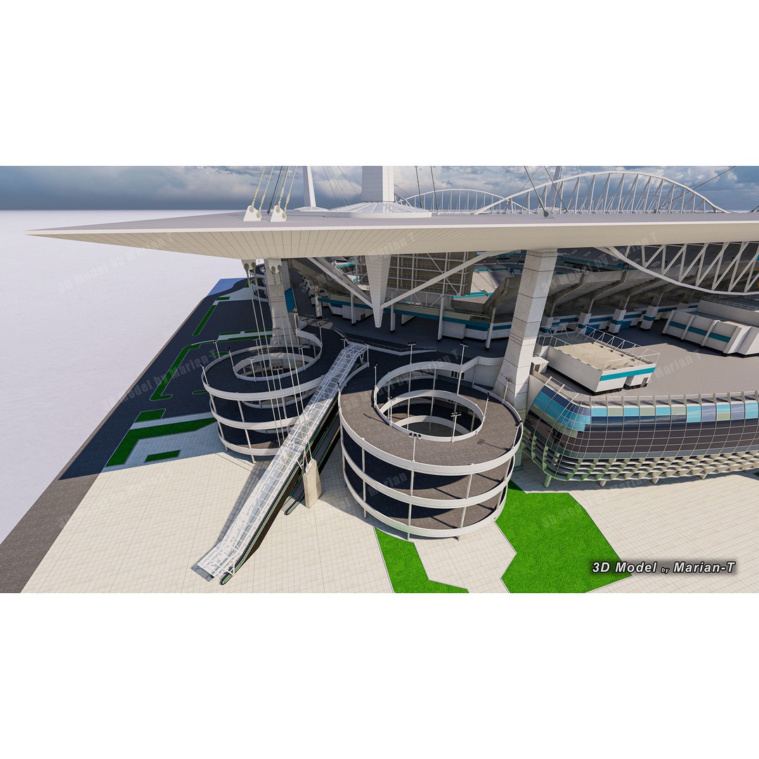 Hard Rock Stadium 3D Model – Low Poly Game Asset, FBX, OBJ - View 29