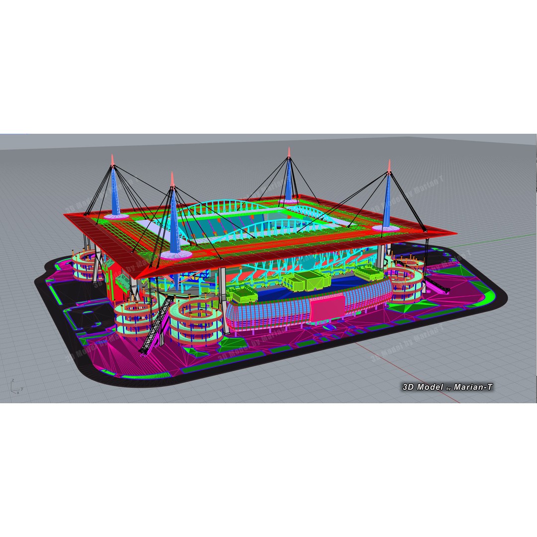 Hard Rock Stadium 3D Model – Low Poly Game Asset, FBX, OBJ - View 3