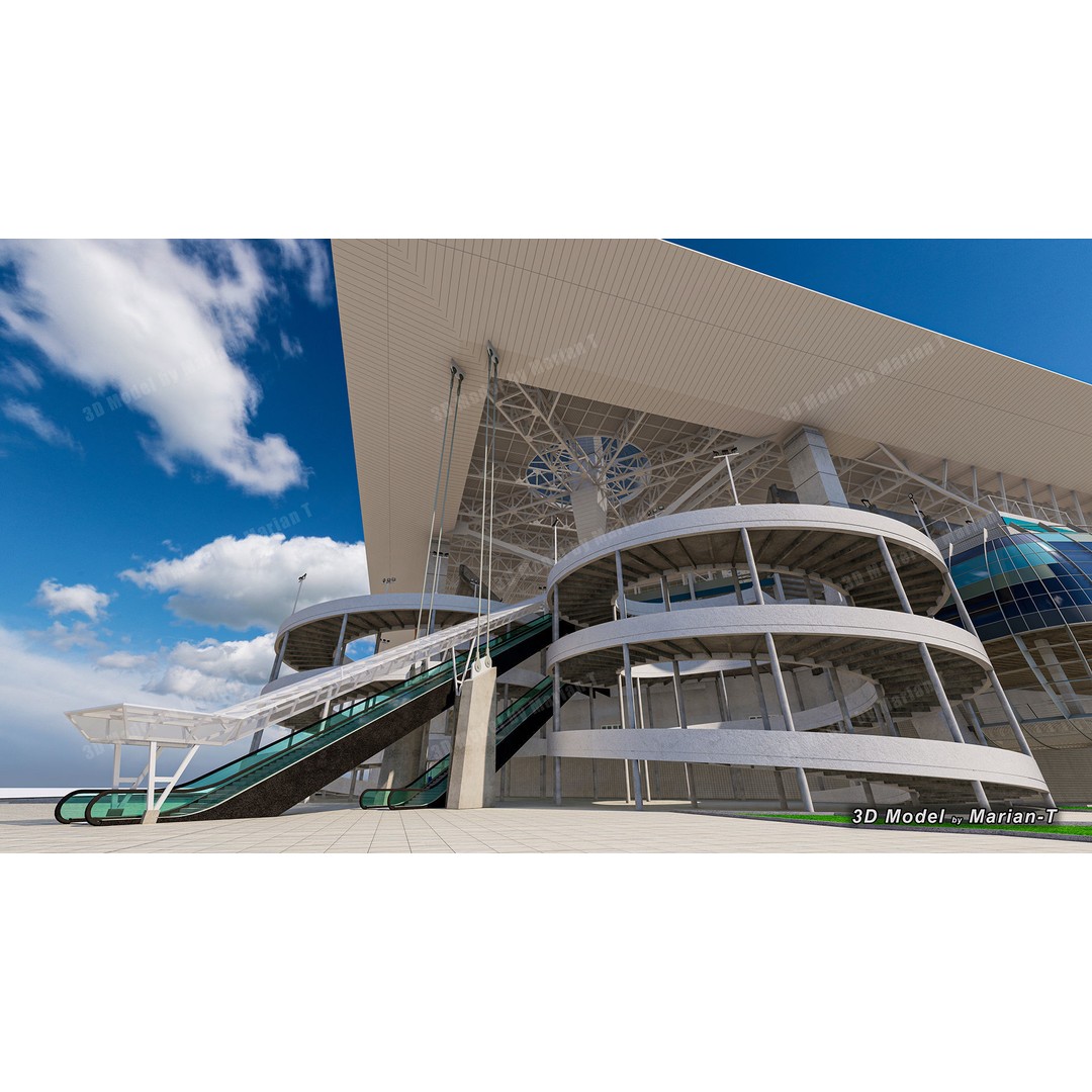 Hard Rock Stadium 3D Model – Low Poly Game Asset, FBX, OBJ - View 30