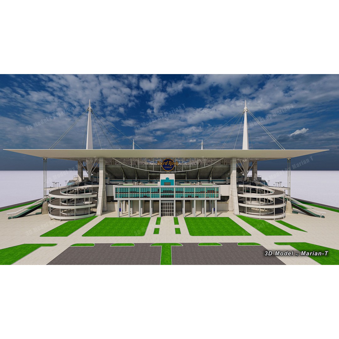 Hard Rock Stadium 3D Model – Low Poly Game Asset, FBX, OBJ - View 31