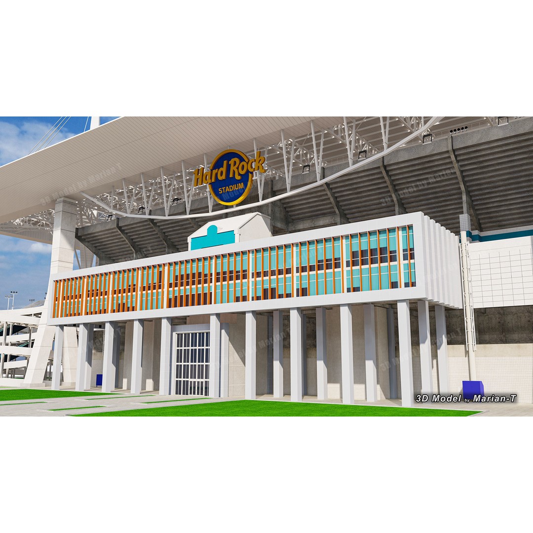 Hard Rock Stadium 3D Model – Low Poly Game Asset, FBX, OBJ - View 32