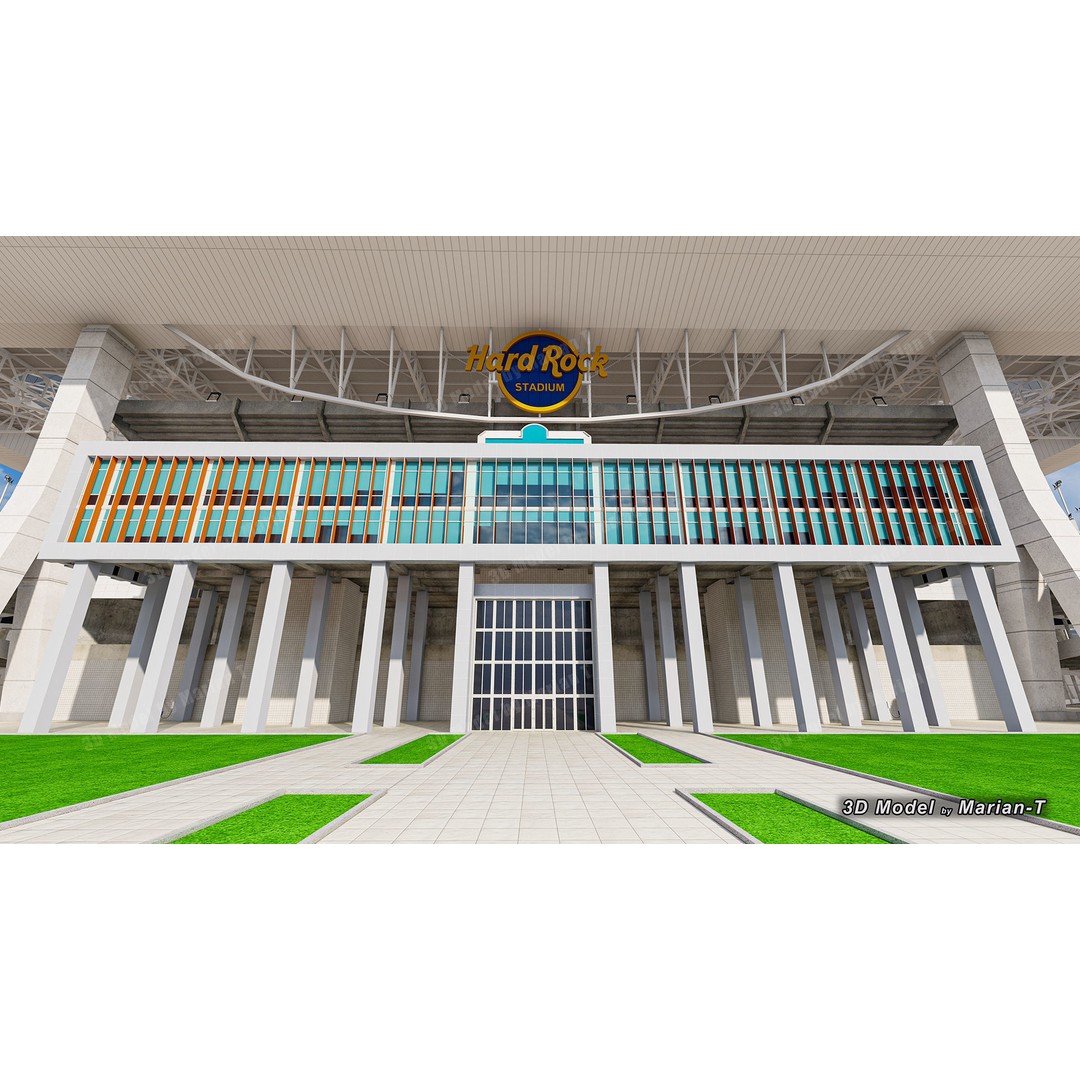 Hard Rock Stadium 3D Model – Low Poly Game Asset, FBX, OBJ - View 33