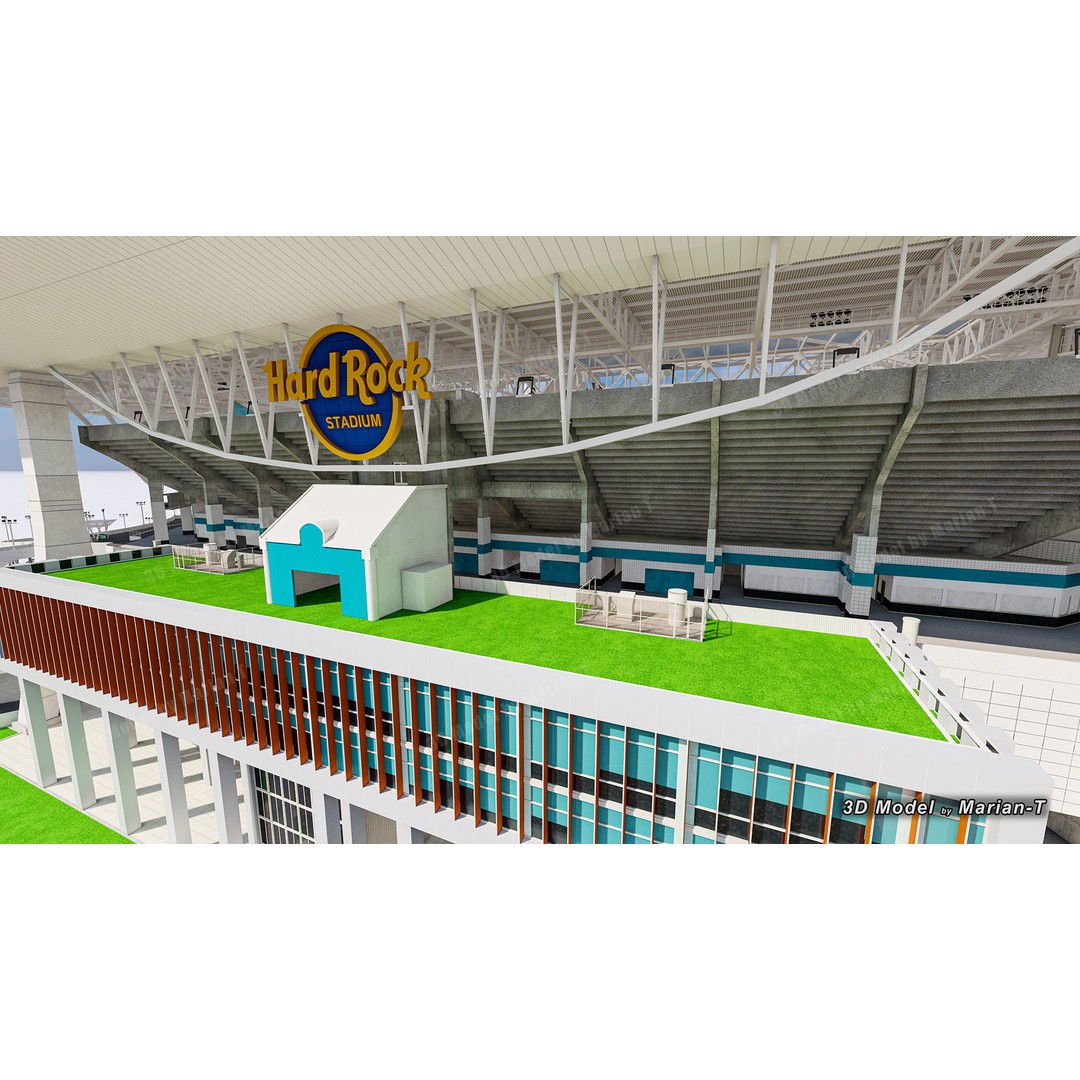 Hard Rock Stadium 3D Model – Low Poly Game Asset, FBX, OBJ - View 34