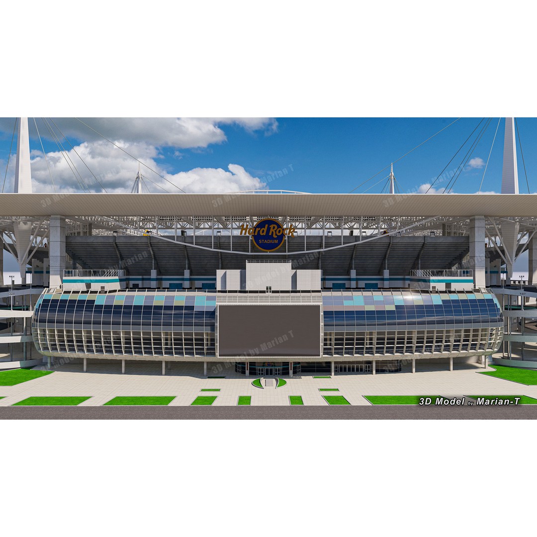 Hard Rock Stadium 3D Model – Low Poly Game Asset, FBX, OBJ - View 35