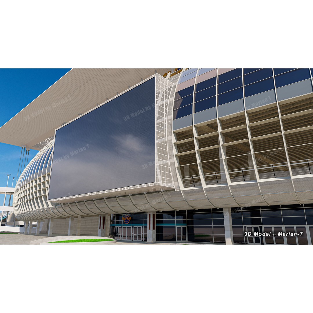Hard Rock Stadium 3D Model – Low Poly Game Asset, FBX, OBJ - View 36