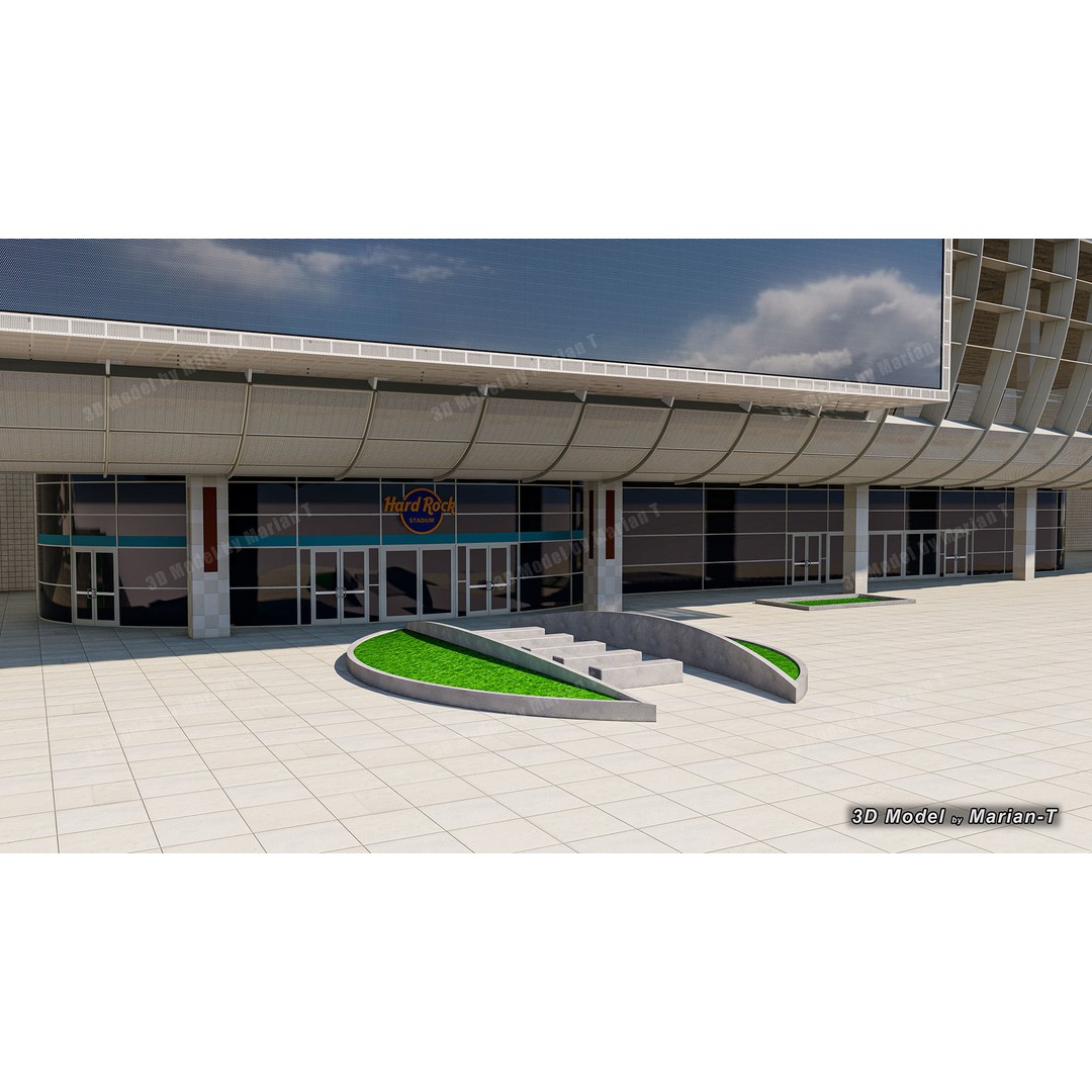 Hard Rock Stadium 3D Model – Low Poly Game Asset, FBX, OBJ - View 37