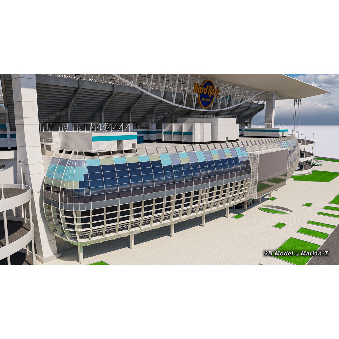 Hard Rock Stadium 3D Model – Low Poly Game Asset, FBX, OBJ - View 38
