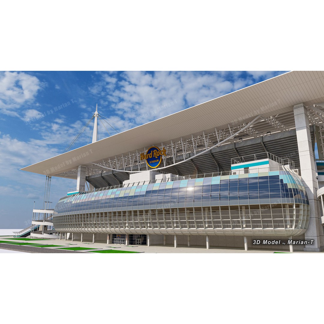 Hard Rock Stadium 3D Model – Low Poly Game Asset, FBX, OBJ - View 39