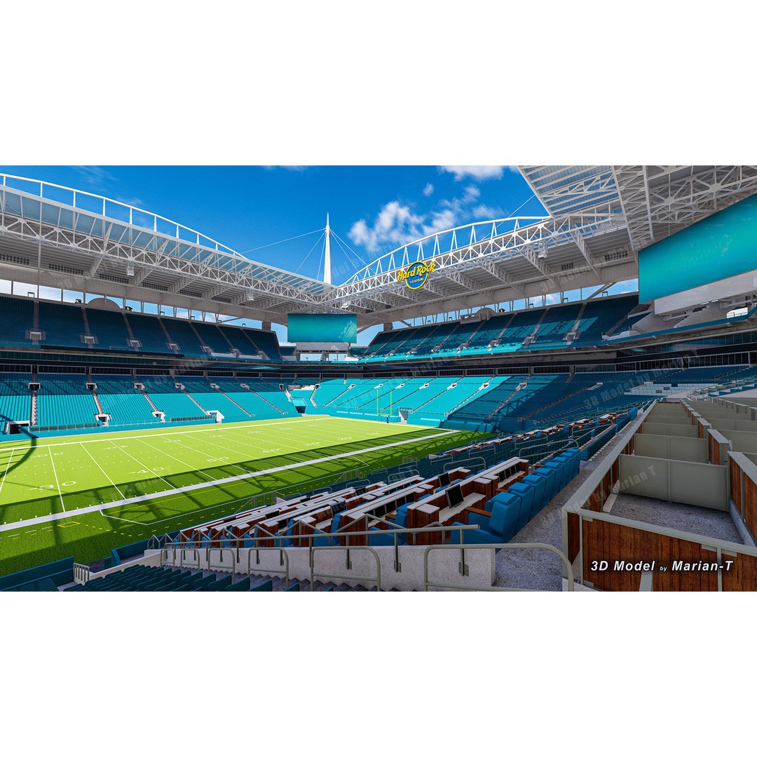 Hard Rock Stadium 3D Model – Low Poly Game Asset, FBX, OBJ - View 4