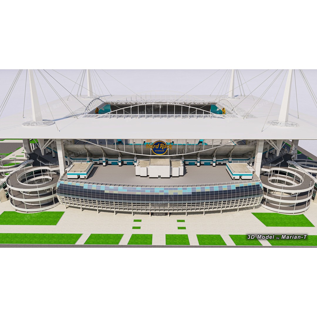 Hard Rock Stadium 3D Model – Low Poly Game Asset, FBX, OBJ - View 40