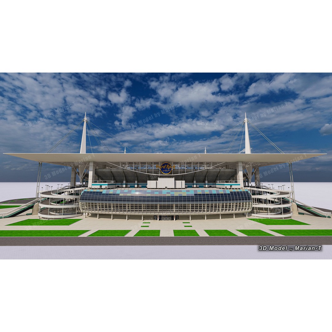 Hard Rock Stadium 3D Model – Low Poly Game Asset, FBX, OBJ - View 41