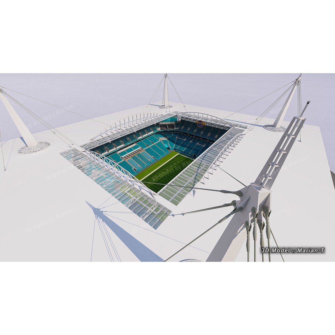 Hard Rock Stadium 3D Model – Low Poly Game Asset, FBX, OBJ - View 42