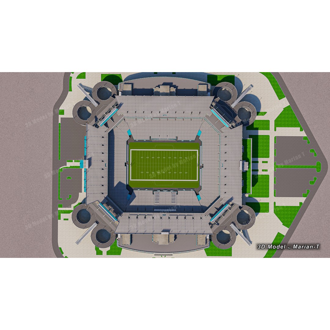 Hard Rock Stadium 3D Model – Low Poly Game Asset, FBX, OBJ - View 44