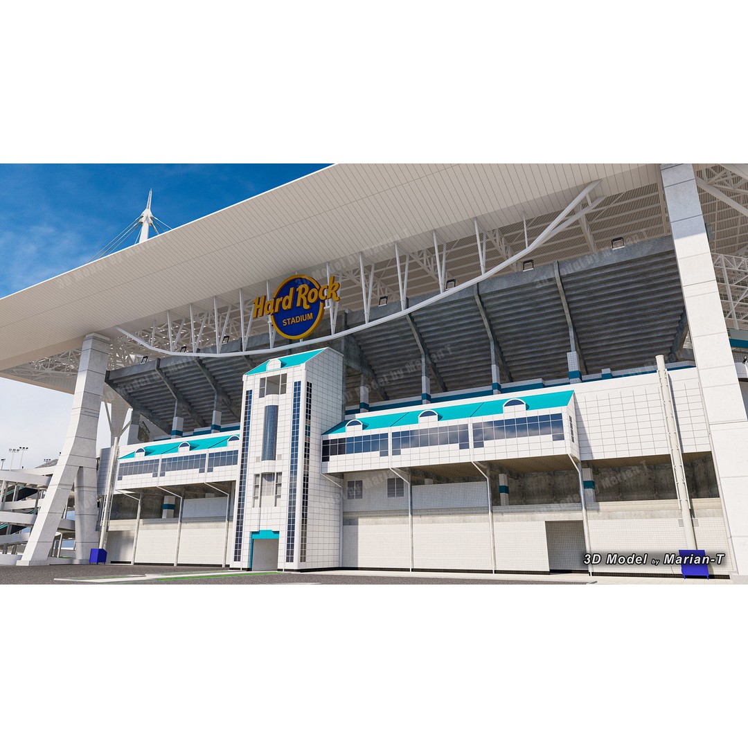 Hard Rock Stadium 3D Model – Low Poly Game Asset, FBX, OBJ - View 46