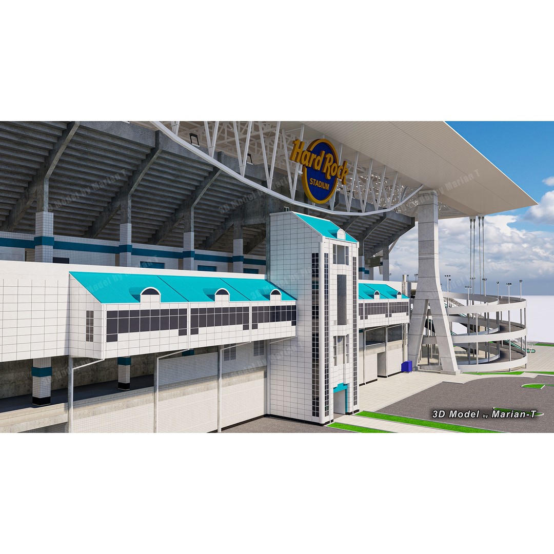Hard Rock Stadium 3D Model – Low Poly Game Asset, FBX, OBJ - View 47