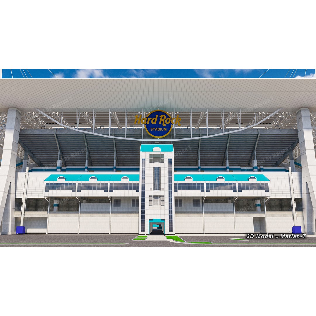 Hard Rock Stadium 3D Model – Low Poly Game Asset, FBX, OBJ - View 48