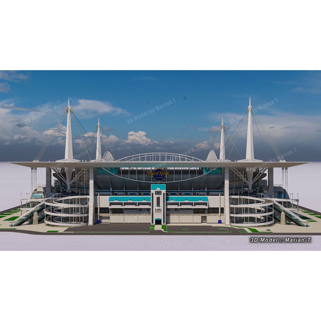 Hard Rock Stadium 3D Model – Low Poly Game Asset, FBX, OBJ - View 49