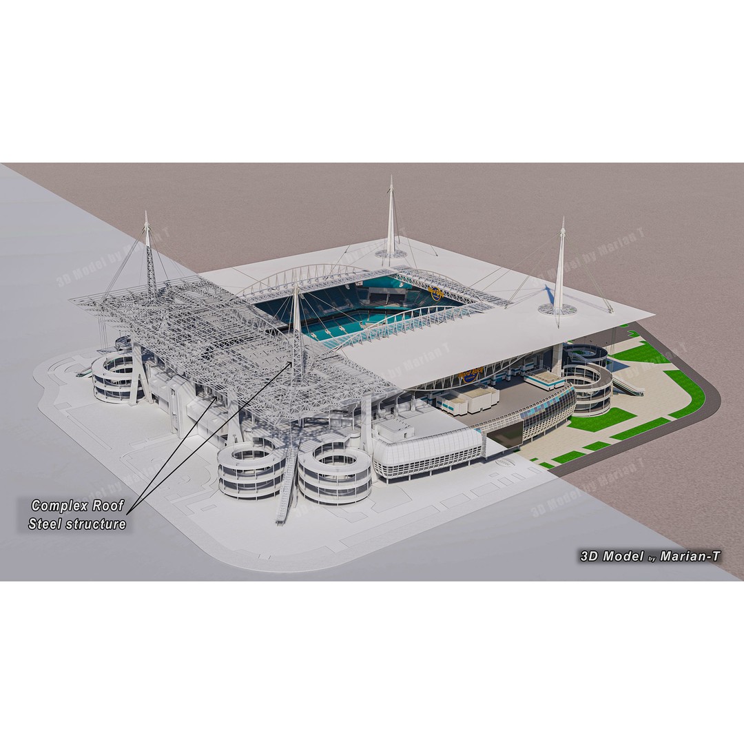 Hard Rock Stadium 3D Model – Low Poly Game Asset, FBX, OBJ - View 5