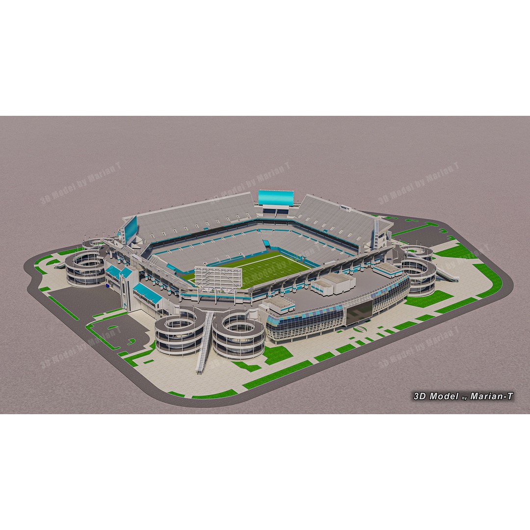 Hard Rock Stadium 3D Model – Low Poly Game Asset, FBX, OBJ - View 50