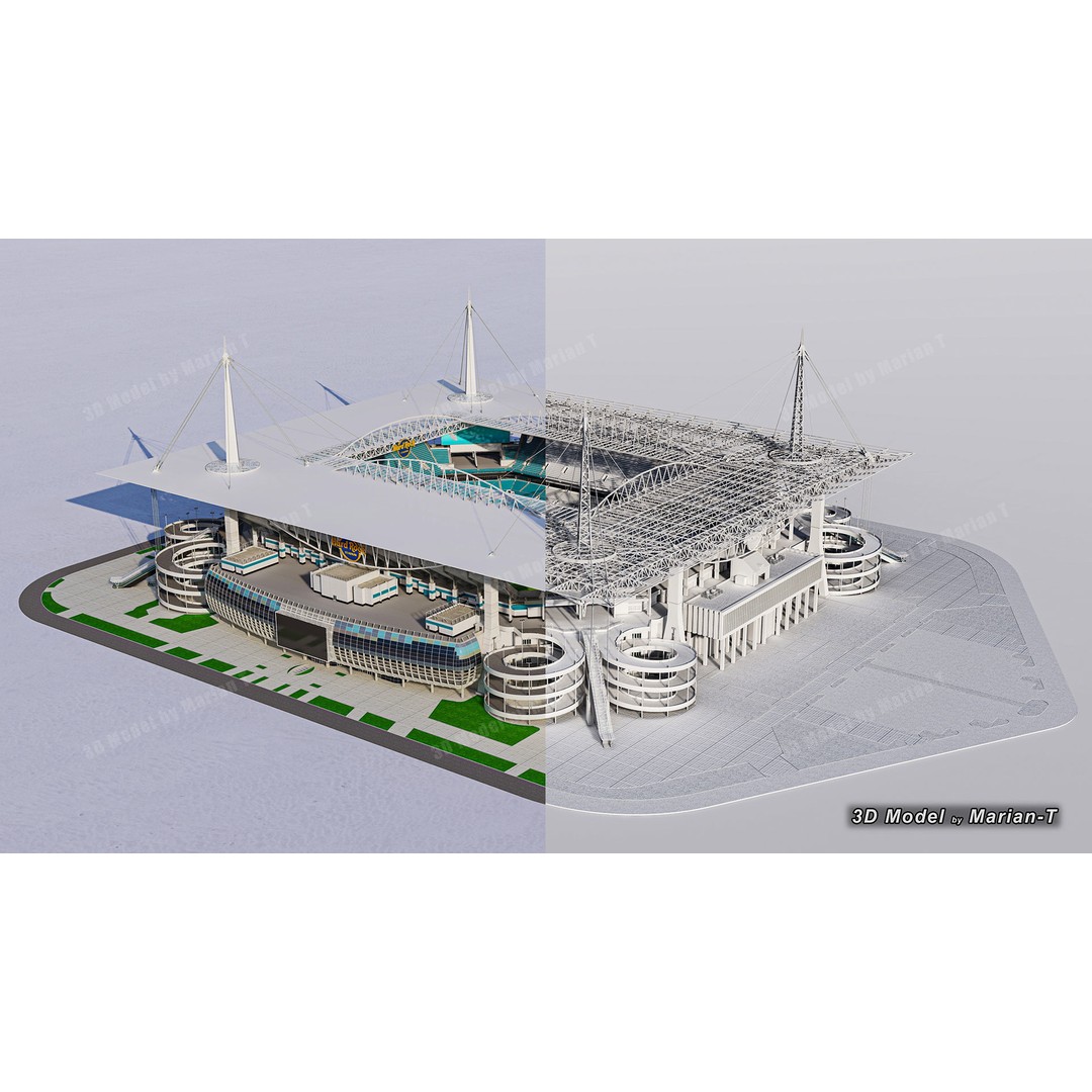 Hard Rock Stadium 3D Model – Low Poly Game Asset, FBX, OBJ - View 51