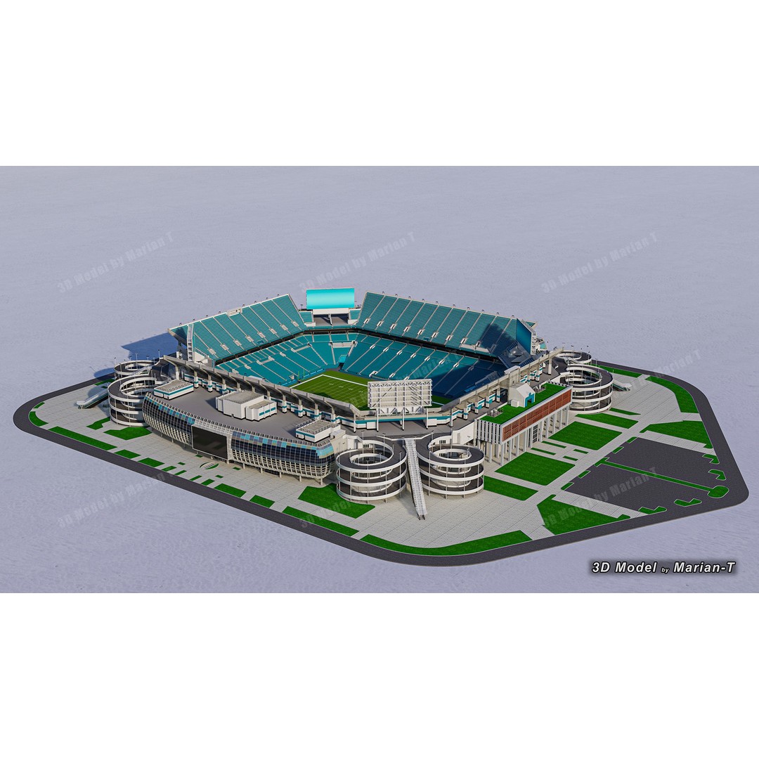 Hard Rock Stadium 3D Model – Low Poly Game Asset, FBX, OBJ - View 53