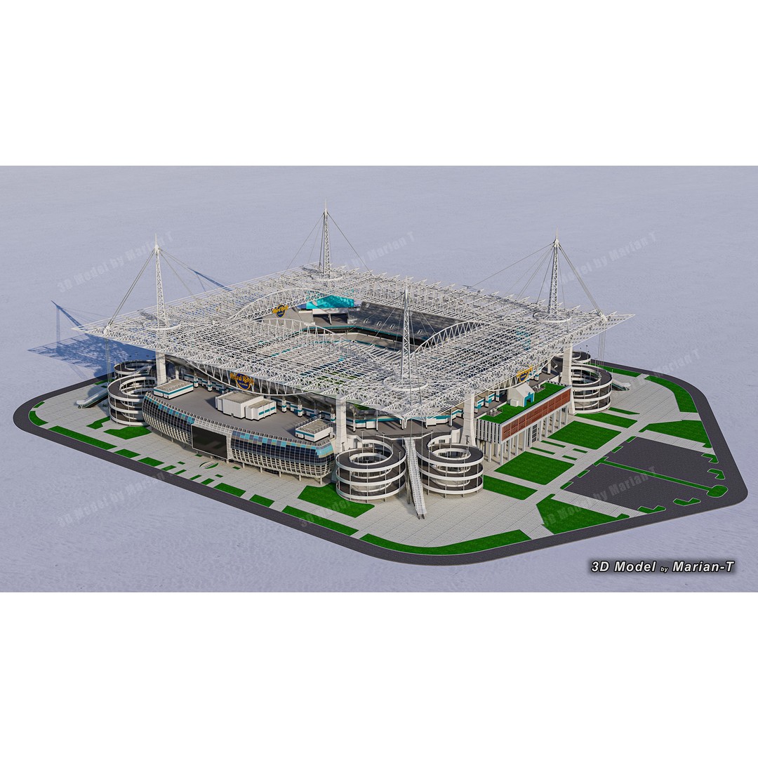 Hard Rock Stadium 3D Model – Low Poly Game Asset, FBX, OBJ - View 54