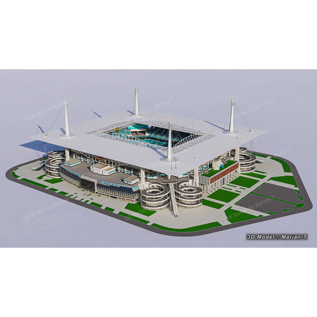 Hard Rock Stadium 3D Model – Low Poly Game Asset, FBX, OBJ - View 57