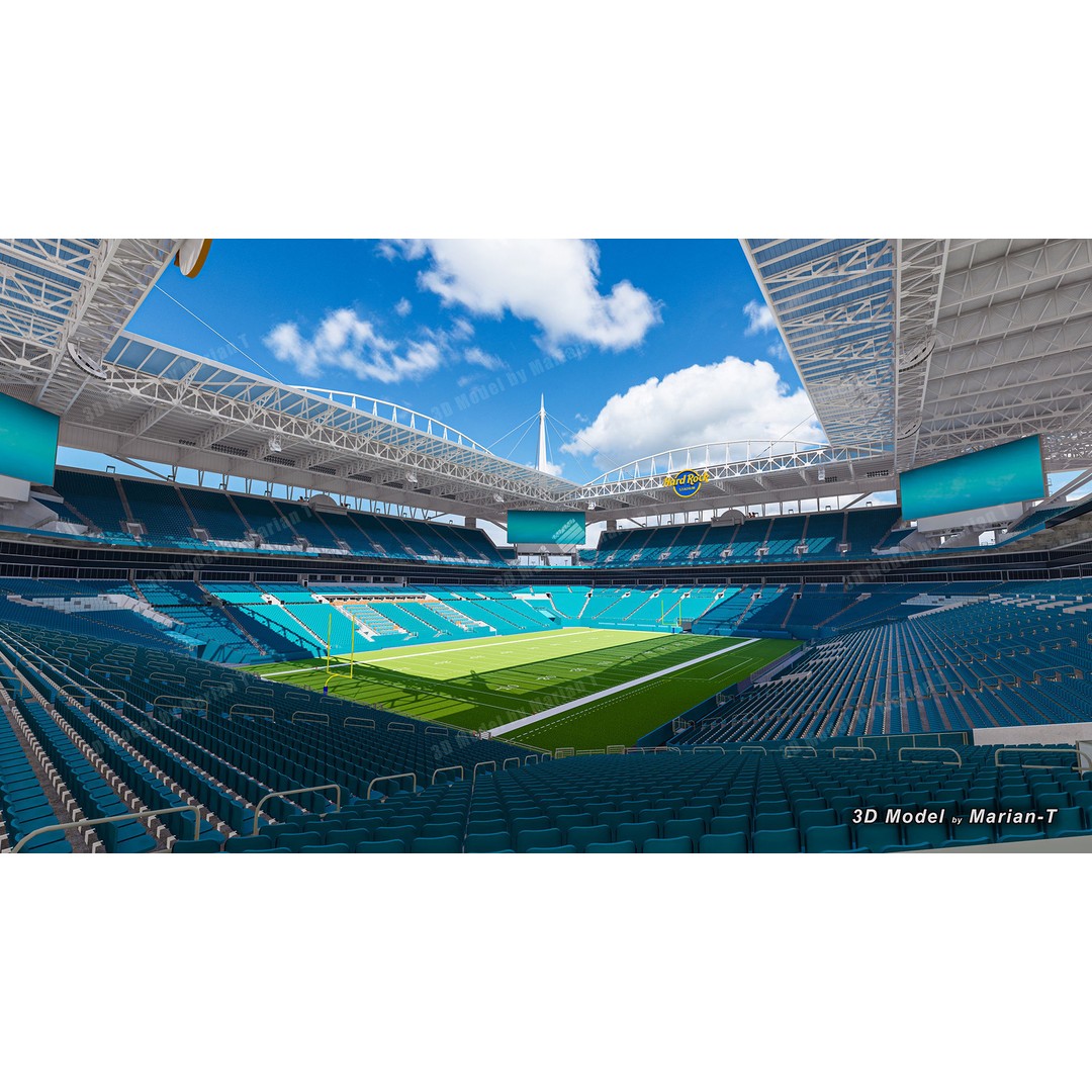 Hard Rock Stadium 3D Model – Low Poly Game Asset, FBX, OBJ - View 6