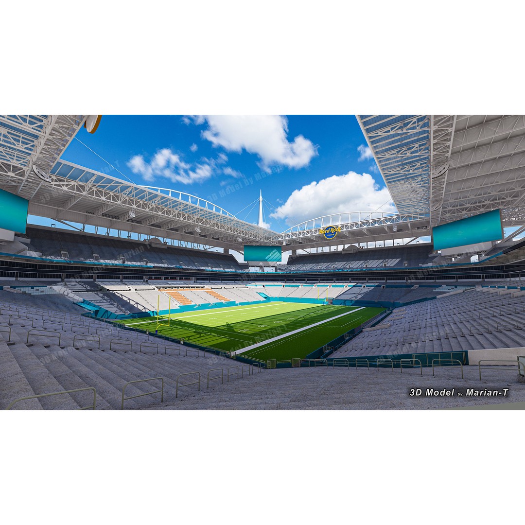 Hard Rock Stadium 3D Model – Low Poly Game Asset, FBX, OBJ - View 7