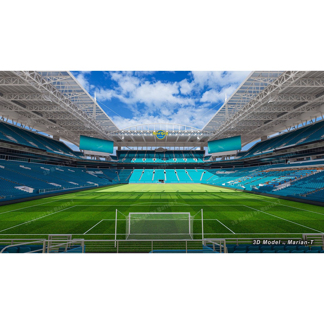 Hard Rock Stadium 3D Model – Low Poly Game Asset, FBX, OBJ - View 8