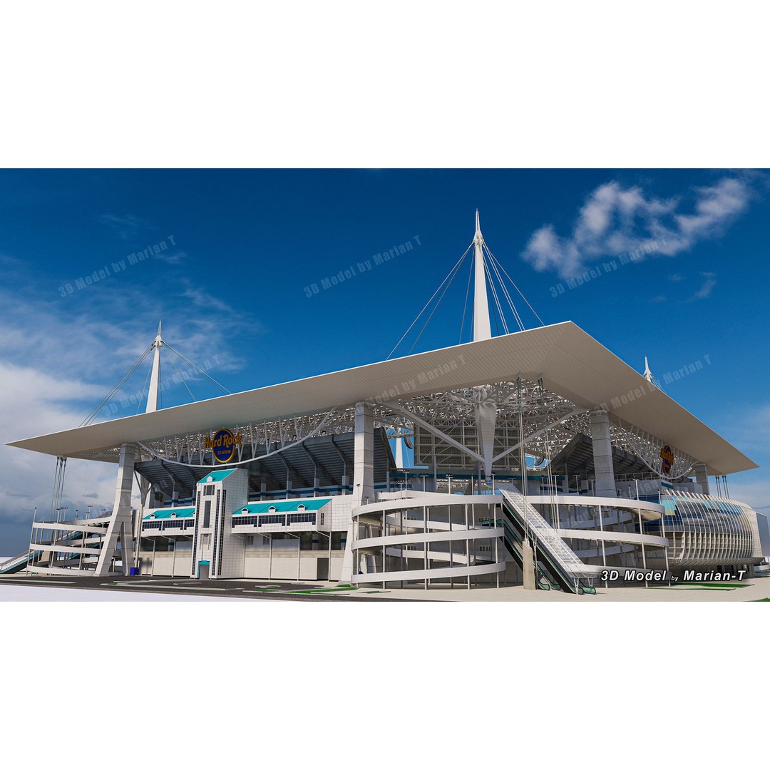Hard Rock Stadium 3D Model – Low Poly Game Asset, FBX, OBJ - View 9