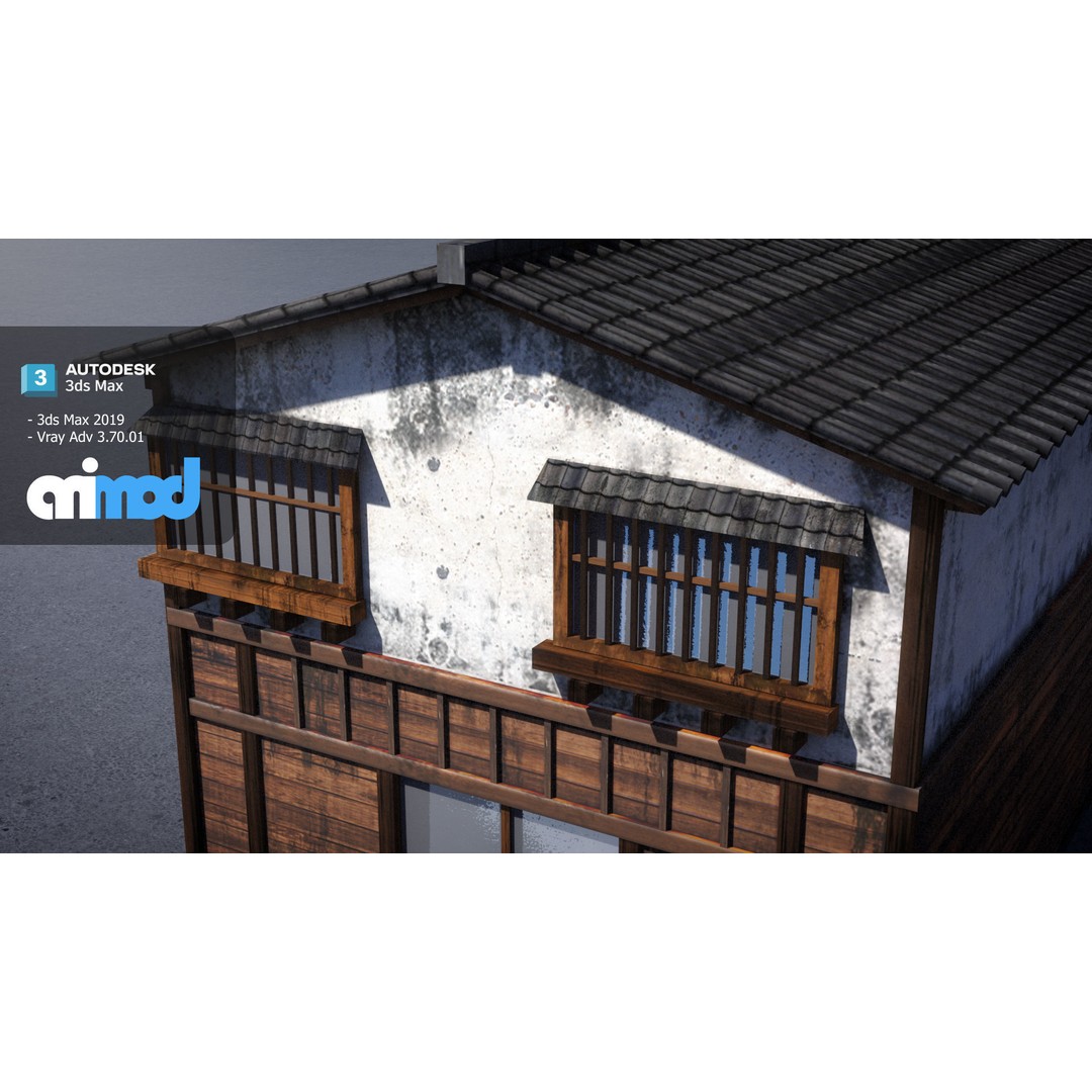 Japanese Rice Shop 3D Model – Detailed Exterior Asset, FBX - View 3