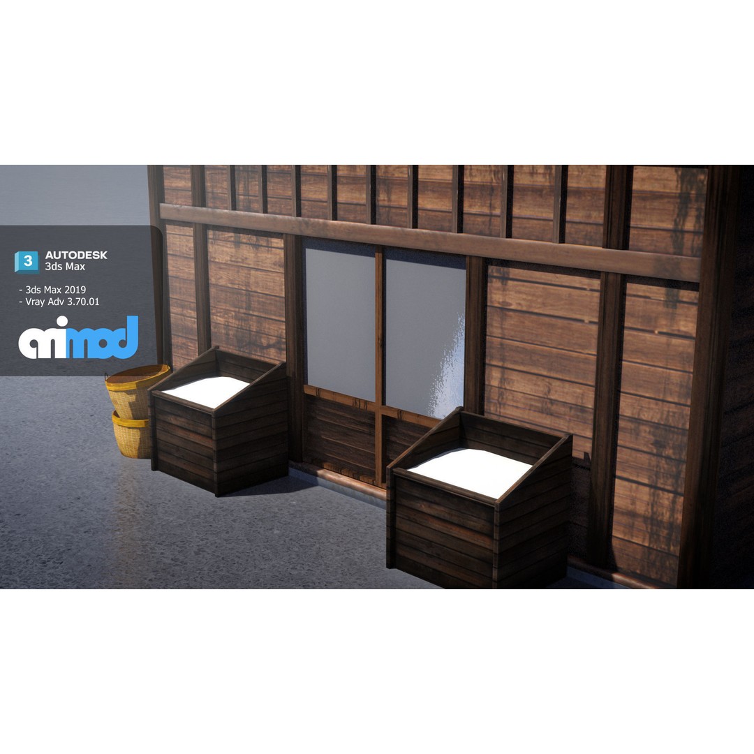 Japanese Rice Shop 3D Model – Detailed Exterior Asset, FBX - View 5