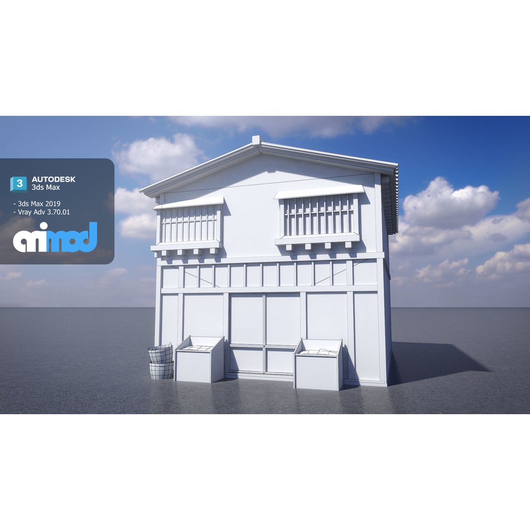Japanese Rice Shop 3D Model – Detailed Exterior Asset, FBX - View 7