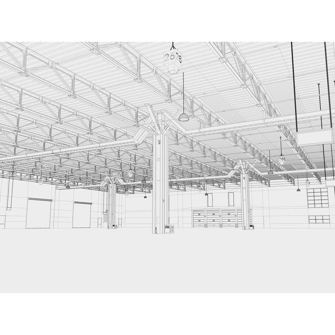 Exhibition Hall 3D Model – Realistic Industrial Structure, Cinema4D R19 - View 13