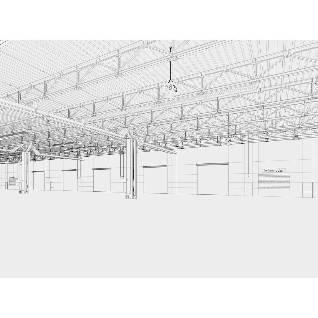 Exhibition Hall 3D Model – Realistic Industrial Structure, Cinema4D R19 - View 20