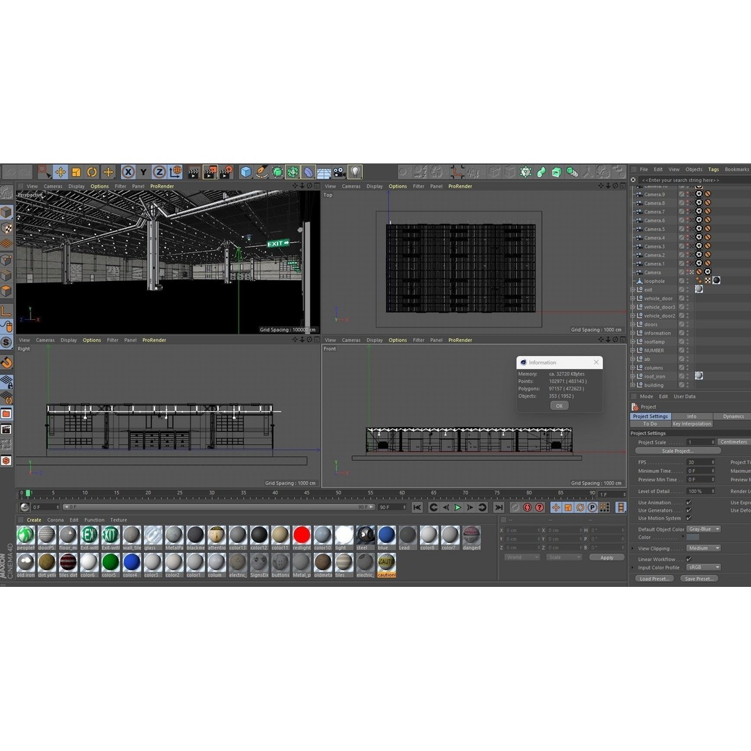 Exhibition Hall 3D Model – Realistic Industrial Structure, Cinema4D R19 - View 24