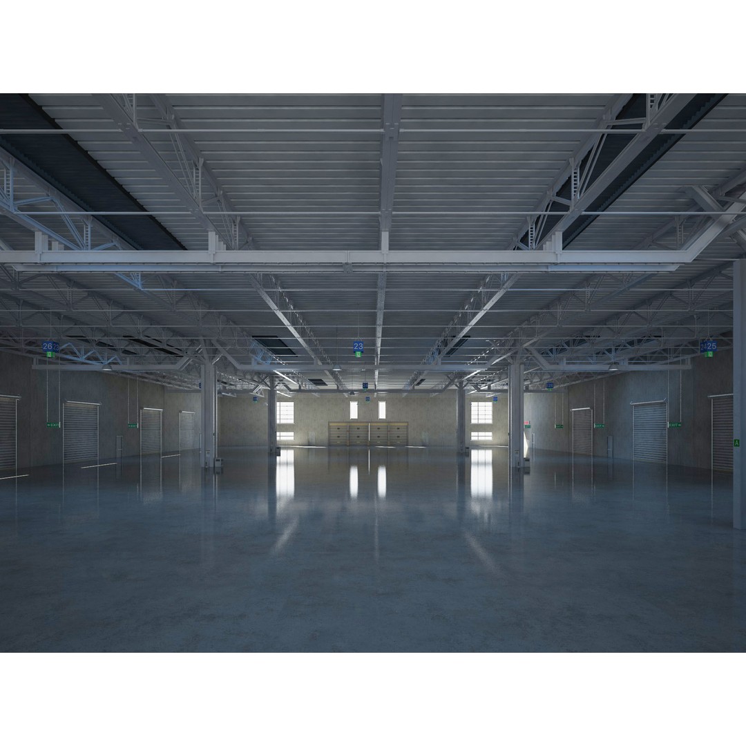 Exhibition Hall 3D Model – Realistic Industrial Structure, Cinema4D R19 - View 3
