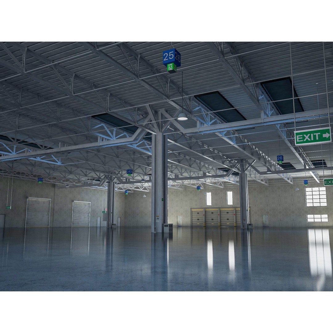 Exhibition Hall 3D Model – Realistic Industrial Structure, Cinema4D R19 - View 6