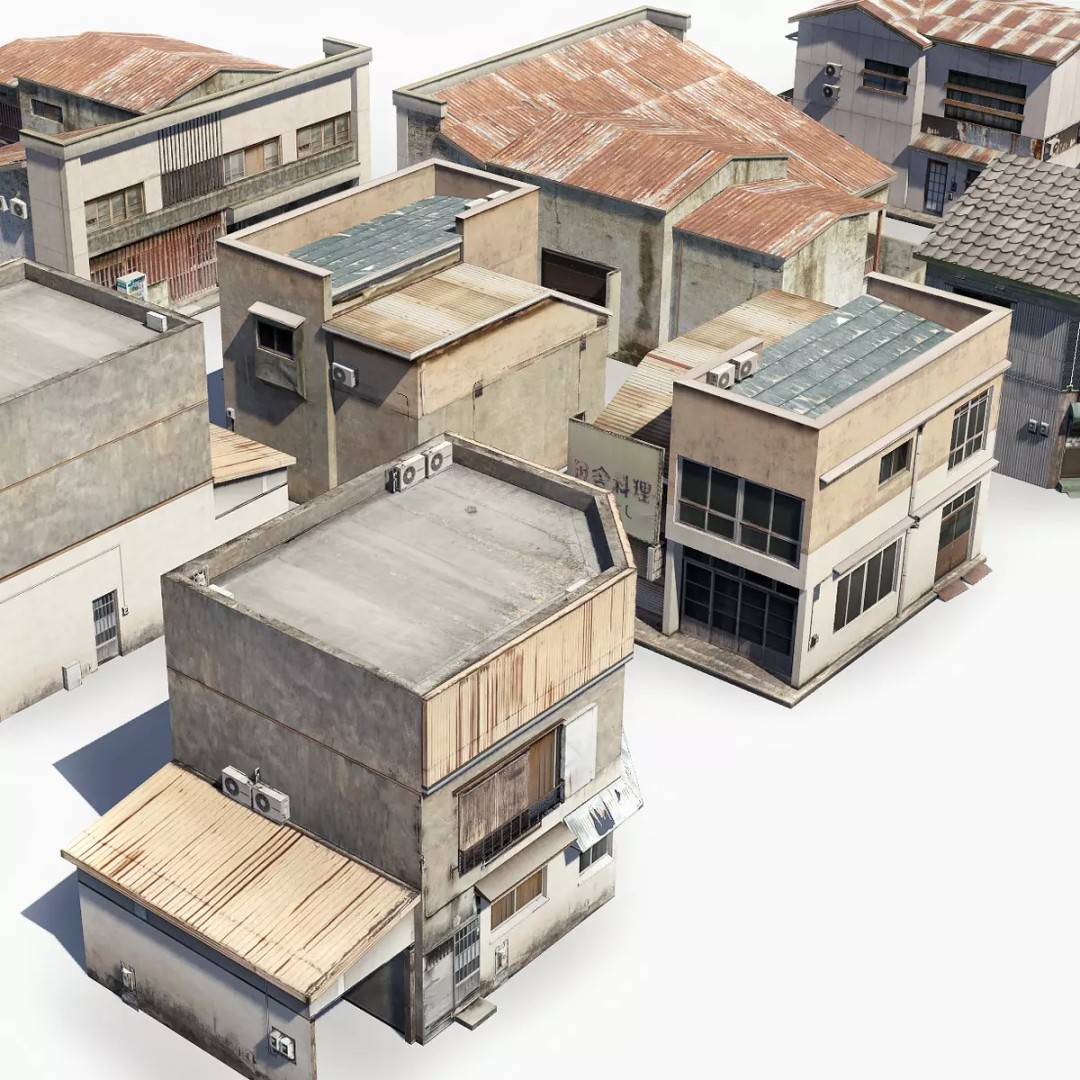 Japanese Rural Shops 3D Model – Low Poly Exterior Asset, FBX - View 2